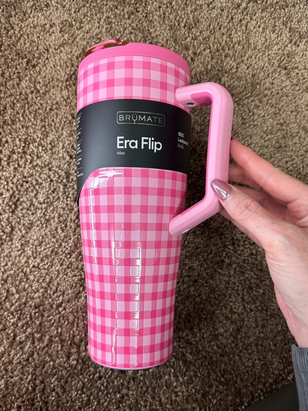 BrüMate Era Flip 40oz Tumbler - Pink Gingham